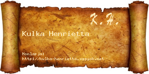 Kulka Henrietta névjegykártya
